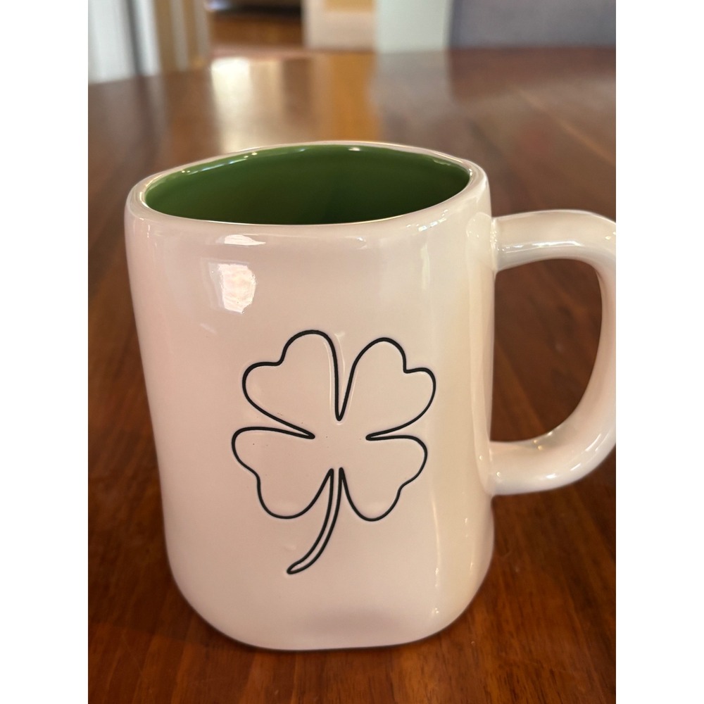 Rae Dunn Four Leaf Clover Mug Green Interior Artisan Collection by Magenta M1